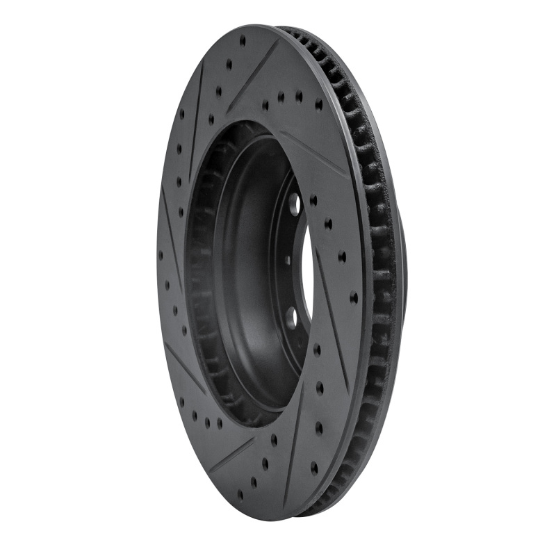 Porsche Boxster Brake Rotor (1) - Front Right - R1 Concepts - Drilled & Slotted - Black - `97-`04